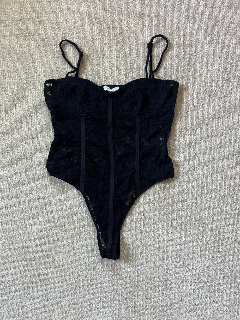 Luvalot Black Lace Corset Bodysuit Size 4